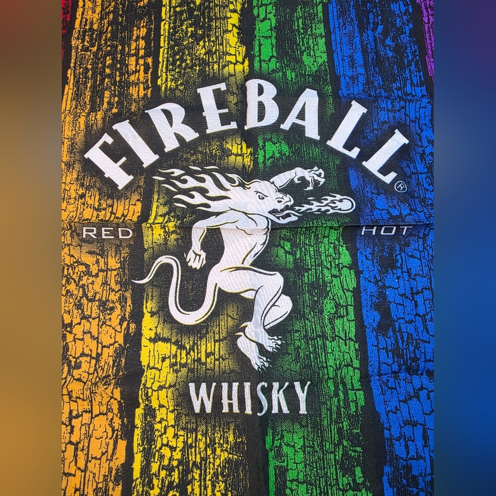 FIREBALL WHISKY Bandana or Wall Hanging Square Face/Neck/Head Cover Multicolor